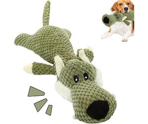 SKIPTHYBER Wolf Jouet pour chien indestructible en peluche pour chien Jouet couineur pour chien Jouet anti-stress pour calmer et divertir