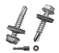 SKIR'CO (100 pièces) Vis à toiture zinguées 4,8 x 25 mm, tête hexagonale, vis autoperceuses DIN 7504-K avec rondelles d'étanchéité EPDM