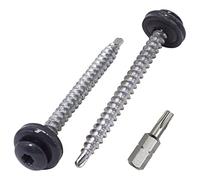 SKIR'CO (20 pièces) Vis de toiture en métal, 4,8 x 60 mm, laquées, vis autoperceuses avec sous-rondelles EPDM, tête Torx (Gris anthracite RAL 7016)