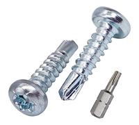 SKIR'CO (500 pièces) Vis Autoperceuses 3.9 x 16 mm, Tête Cylindrique Bombée, Vis DIN 7504 N Zinguées, Vis Autotaraudeuses