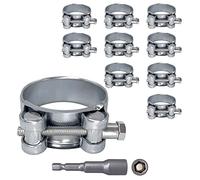 SKIR'CO Lot de 10 colliers de serrage renforcés 48-51 mm, en acier galvanisé, tube réglable et collier de serrage (10 pièces, avec embout de tournevis hexagonal magnétique)