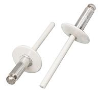 SKIR'CO Lot de 10 rivets aveugles à bride large en aluminium 4,8 x 16 mm Mandrin en acier inoxydable RAL 9010 Blanc pur