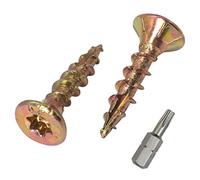 SKIR'CO Lot de 100 vis à bois universelles en acier zingué Tête fraisée Torx Type 17 Vis à panneaux d'aggloméré 4,0 x 20 mm Jaune