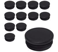 SKIR'CO Lot de 12 inserts de tubes ronds de 45 mm, bouchons de poteau de clôture en plastique noir, bouchons de tuyau, noir RAL 9005