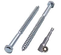 SKIR'CO Lot de 15 vis à bois hexagonales DIN 571 en acier zingué M5 x 80 mm - Vis tire-fond hexagonales avec embout hexagonal magnétique)