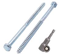 SKIR'CO Lot de 15 vis à bois hexagonales DIN 571 en acier zingué M8 x 150 mm - Vis tire-fond hexagonales - Vis tire-fond (avec embout hexagonal magnétique)