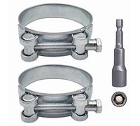 SKIR'CO Lot de 2 colliers de serrage renforcés 80-85 mm, en acier galvanisé, tube réglable et collier de serrage (2 pièces, avec embout de tournevis hexagonal magnétique)