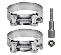 SKIR'CO Lot de 2 colliers de serrage renforcés de 68 à 73 mm, en acier galvanisé, tube réglable et collier de serrage (2 pièces, avec embout de tournevis hexagonal magnétique)