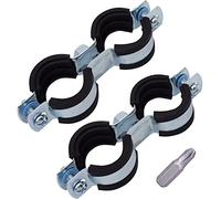 SKIR'CO Lot de 2 supports de tuyaux doubles avec garnitures en caoutchouc pour tuyaux de 26 à 30 mm, colliers de serrage, supports de tuyaux pour montage mural et plafond