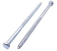 SKIR'CO Lot de 2 vis à bois à tête hexagonale DIN 571 en acier zingué M12 x 300 mm