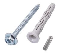 SKIR'CO Lot de 20 Chevilles Universelles pour Cadre 10 x 80 mm avec Vis et Rondelle Pressée, Murales en Plastique