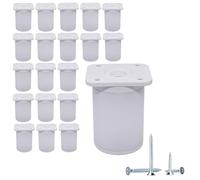 SKIR'CO Lot de 20 Pieds de Meubles Blancs réglables en Hauteur, Hauteur 6 cm, diamètre 4 cm, Pieds de Meubles Ronds en Aluminium, vis incluses