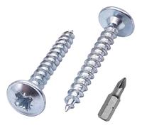 SKIR'CO Lot de 200 vis à bois en acier zingué - 3,5 x 25 mm - Vis à métaux - Tête gaufrette - Pozidriv - Auto-taraudeuses