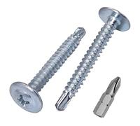 SKIR'CO Lot de 250 vis autoforeuses plaquées zinc 4,2 x 32 mm, vis en tôle à tête bombée modifiée au pH