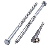 SKIR'CO Lot de 30 vis à bois hexagonales DIN 571 en acier zingué M6 x 140 mm - Vis tire-fond hexagonales (avec embout hexagonal magnétique)