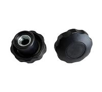 SKIR'CO Lot de 4 boutons de serrage noirs en forme d'étoile M8, largeur de la base 30 mm, poignées filetées femelles M8
