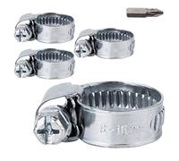 SKIR'CO Lot de 4 colliers de serrage réglables de 8 à 16 mm - Colliers de serrage pour tuyau - Entraînement sans fin (4 pièces, avec embout de tournevis PZ)