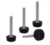 SKIR'CO Lot de 4 pieds de nivellement de meubles M6 x 40 mm, pieds ronds réglables de 20 mm de diamètre, pied de nivellement de filetage M6