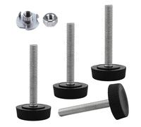 SKIR'CO Lot de 4 pieds de nivellement de meubles M6 x 40 mm, pieds ronds réglables de 25 mm de diamètre, pied de nivellement fileté M6 (écrous inclus)