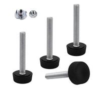 SKIR'CO Lot de 4 pieds de nivellement pour meubles M6 x 40 mm, pieds ronds réglables de 20 mm de diamètre, pied de nivellement fileté M6 (écrous inclus)