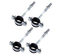 SKIR'CO Lot de 4 supports de tuyau avec revêtement en caoutchouc noir pour tuyaux de Ø 20-25 mm, pour montage mural et plafond (4 pièces)