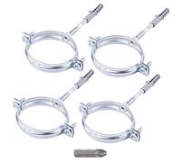 SKIR'CO Lot de 4 supports de tuyau pour tuyaux de diamètre 75-80 mm, colliers de serrage, supports de tuyaux pour montage mural et plafond (4 pièces, avec embout de tournevis PH)