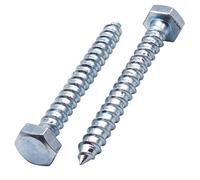 SKIR'CO Lot de 40 vis à bois hexagonales DIN 571 en acier zingué M6 x 50 mm