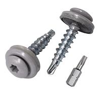 SKIR'CO Lot de 40 vis de toiture autoforeuses peintes avec rondelles EPDM Tête Torx Aluminium Blanc RAL 9006 4,8 x 28 mm