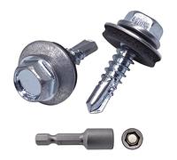 SKIR'CO Lot de 400 vis de toiture zinguées, vis autoforeuses de 4,8 x 19 mm avec rondelles d'étanchéité EPDM, vis hexagonale en tôle