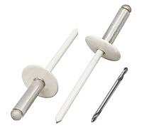 SKIR'CO Lot de 50 rivets aveugles à grande bride en aluminium 4,8 x 20 mm Mandrin en acier inoxydable RAL 9010 Blanc pur (foret inclus)