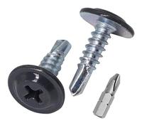 SKIR'CO Lot de 50 vis autoforeuses peintes 4,2 x 16 mm, tête de réglage modifiée, vis à tôle, tête de gaufrette (50, gris anthracite RAL 7016)