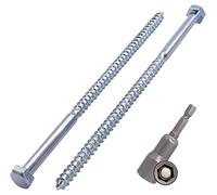 SKIR'CO Lot de 6 vis à bois hexagonales DIN 571 en acier zingué M8 x 180 mm - Vis tire-fond hexagonales - Vis tire-fond (avec embout hexagonal magnétique)