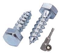 SKIR'CO Lot de 60 vis à bois hexagonales DIN 571 en acier zingué M8 x 30 mm - Vis tire-fond hexagonales - Vis tire-fond (avec embout hexagonal magnétique)