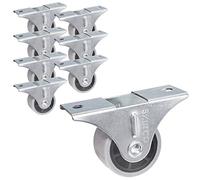 SKIR'CO Lot de 8 petites roulettes de meuble de 30 mm en caoutchouc gris - Roulettes fixes - Non pivotantes - Direction unidirectionnelle (8)