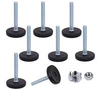 SKIR'CO Lot de 8 Pieds de Nivellement M6 x 40 mm Pour Meubles - Ronds Réglables 30 mm de Diamètre, Filetés M6 (Écrous Inclus)