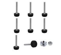SKIR'CO Lot de 8 pieds de nivellement pour meubles M6 x 40 mm, pieds ronds réglables de 20 mm de diamètre, pied de nivellement fileté M6 (écrous inclus)