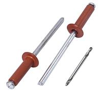 SKIR'CO Lot de 80 rivets aveugles peints 4,0 x 14 mm en aluminium avec foret inclus (marron cuivré RAL 8004)