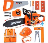 Skirfy Jouet Tronçonneuse pour Enfants, Jeux de Journée Familiale Ensemble de Jeu Fantaisie Outils, Tronçonneuse Électronique pour Extérieur, Jouets STEM pour Tout-Petits et Tout-petits, Cadeau de