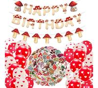 SKIRUP Décoration de fête d'anniversaire en forme de champignon - Bannière de fête d'anniversaire - Fée - Champignon - Fournitures de fête