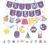 SKIRUP Kit de décorations de fête pyjama, crêpes et pyjamas, bannière avec décorations de gâteaux et tourbillons suspendus
