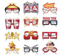 SKIRUP Lot de 12 lunettes en papier pour fête sur le thème de la soirée cinéma, cadeaux d'anniversaire, accessoires de photomaton, planète, décorations de fête d'anniversaire