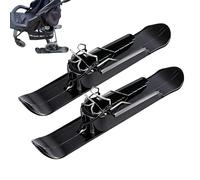 Skis de neige pour poussette, luge légère 2 en 1 avec pinces à ressort et corde élastique, ABS noir et fer, 53 x 9,5 x 7,7 cm, pour draisienne, chariot de golf, fauteuil roulant