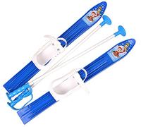 Skis pour enfants, fixations de ski + bâtons de ski en plastique, 5 couleurs, 60 cm, bleu
