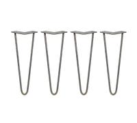 SKISKI LEGS - 4 Pieds de Table en Épingle à Cheveux 35,5cm 2 Tiges en Acier Couleur Naturelle Épaisseur 10mm