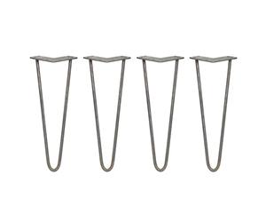 SKISKI LEGS - 4 Pieds de Table en Épingle à Cheveux 35,5cm 2 Tiges en Acier Couleur Naturelle Épaisseur 10mm