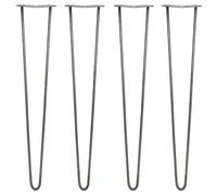 SKISKI LEGS - 4 Pieds de Table en Épingle à Cheveux 71cm 2 Tiges en Acier Brut Épaisseur 10mm