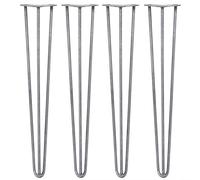 SKISKI LEGS - 4 Pieds de Table en Épingle à Cheveux 71cm 3 Tiges en Acier Couleur Naturelle Épaisseur 12mm