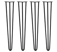 SKISKI LEGS - 4 Pieds de Table en Épingle à Cheveux 71cm 3 Tiges en Acier Noir Épaisseur 12mm