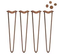 SKISKI LEGS Lot de 4 Pieds de Table en Épingle à Cheveux 71 cm à 2 Tiges en Acier Cuivre Épaisseur de 12 mm Meubles d'Intérieur Canapé Table Tabouret Support de Plantes Bricolage