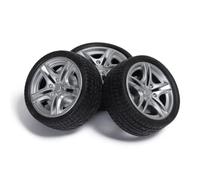 SKISUNO 10 Pcs Roues de Voiture Caoutchouc Noir 48 Mm 1:10 Rondes pour Bricolage et Remplacement à Domicile pour Garçon et Filles